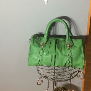 Satchel style green handbag